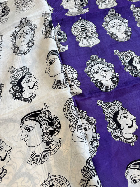 Kalamkari - Printed Bangalore Silk Saree- purple