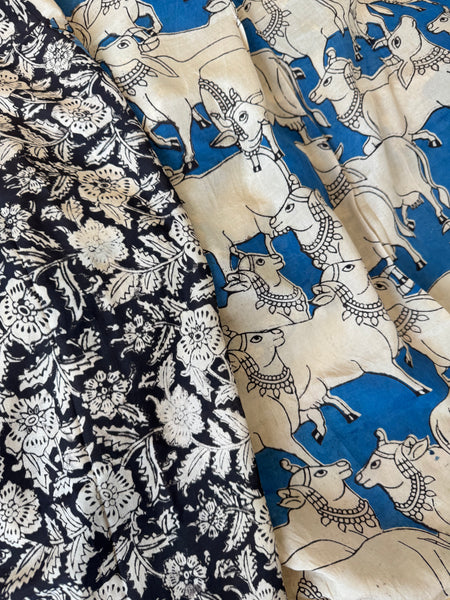 Kalamkari - Printed Bangalore Silk Saree with zari border