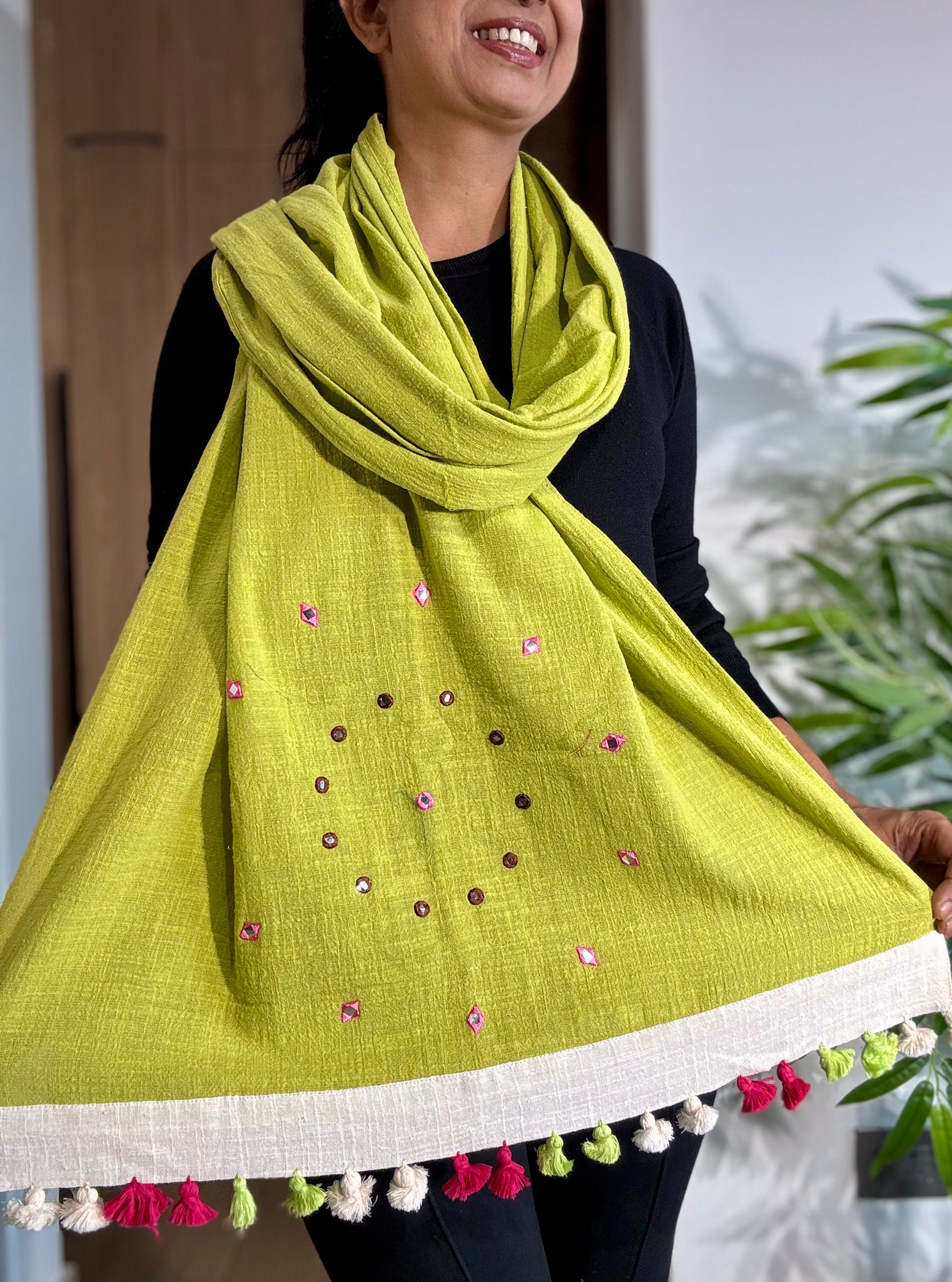 Vaani- Embroidered Stole - Khadi Cotton