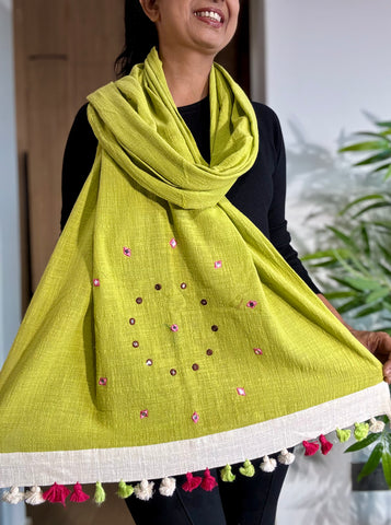 Vaani- Embroidered Stole - Khadi Cotton