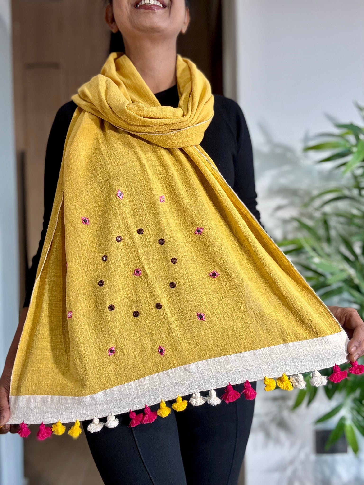 Maati- Embroidered Stole- Khadi Cotton