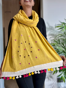 Maati- Embroidered Stole- Khadi Cotton