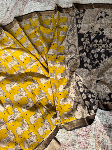 Kalamkari - Printed Bangalore Silk Zari Saree