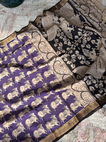 Kalamkari - Printed Bangalore Silk Zari Saree