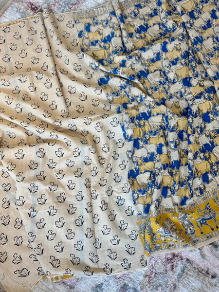 Kalamkari - Printed cotton mul saree