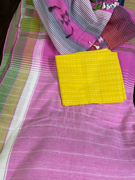 Bhujodi saree - Organic Kala Cotton - Pink