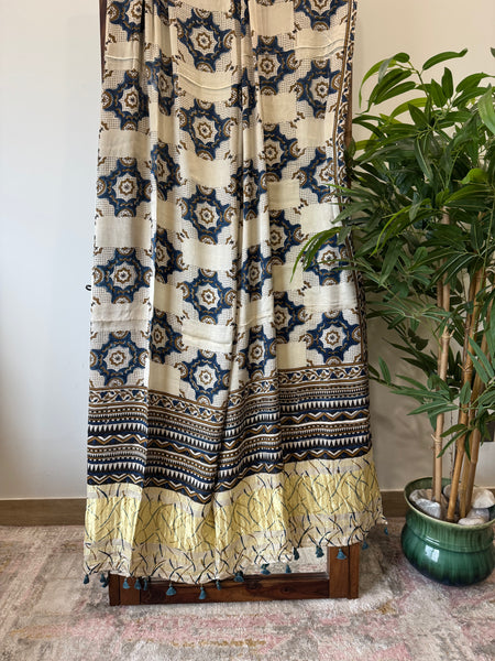Tissue Pallu Ajrakh Modal Silk Dupatta