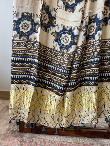 Tissue Pallu Ajrakh Modal Silk Dupatta