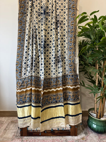 Tissue Pallu Ajrakh Modal Silk Dupatta