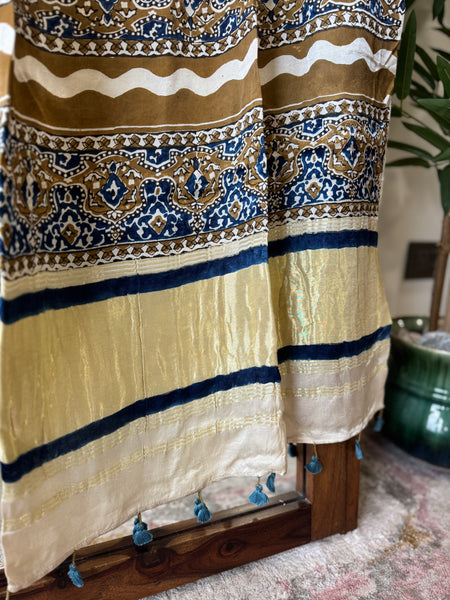 Tissue Pallu Ajrakh Modal Silk Dupatta