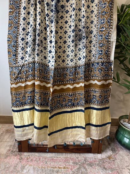 Tissue Pallu Ajrakh Modal Silk Dupatta