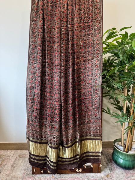 Tissue Pallu Ajrakh Modal Silk Dupatta