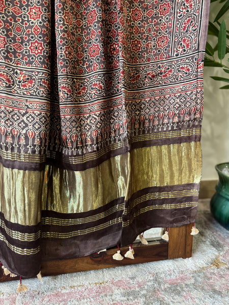 Tissue Pallu Ajrakh Modal Silk Dupatta