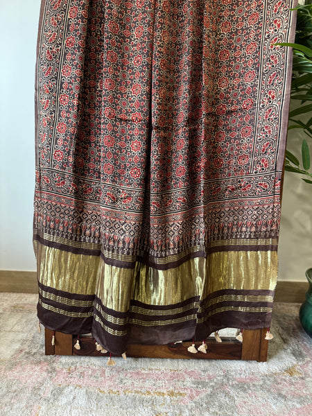 Tissue Pallu Ajrakh Modal Silk Dupatta