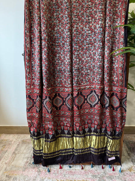 Tissue Pallu Ajrakh Modal Silk Dupatta