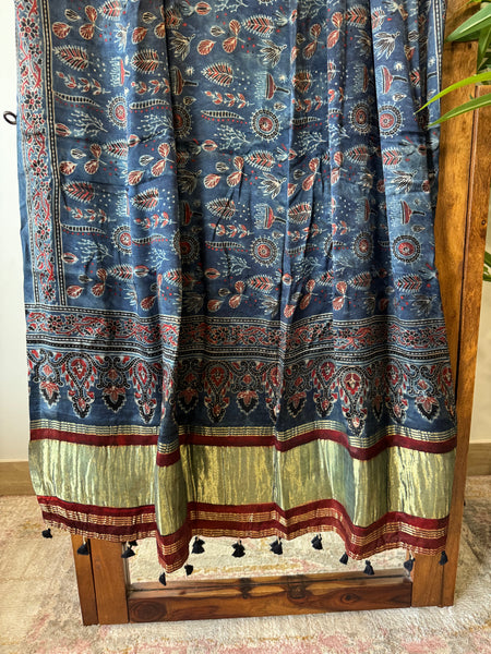 Tissue Pallu Ajrakh Modal Silk Dupatta