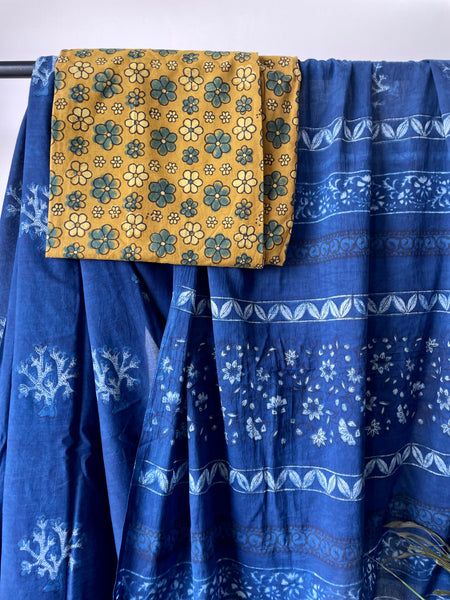 Akola - Mul cotton hand block printed saree