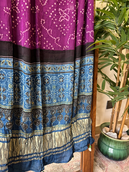 Ajrakh & Bandhani Modal Silk Dupatta