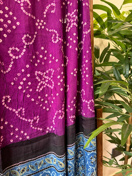 Ajrakh & Bandhani Modal Silk Dupatta
