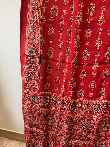 Tissue Pallu Ajrakh Modal Silk Dupatta
