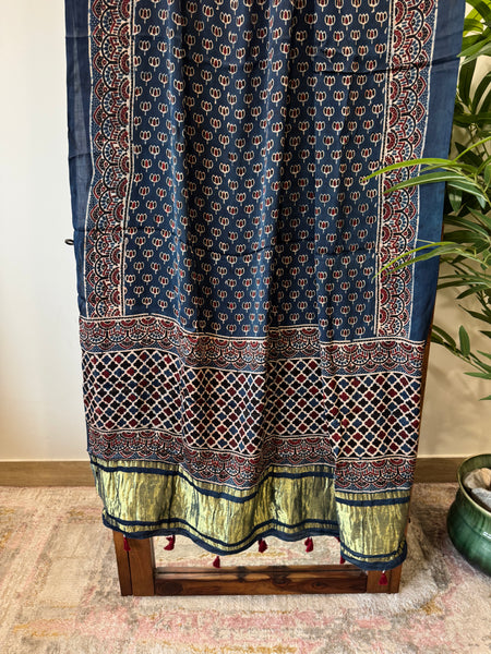 Tissue Pallu Ajrakh Modal Silk Dupatta