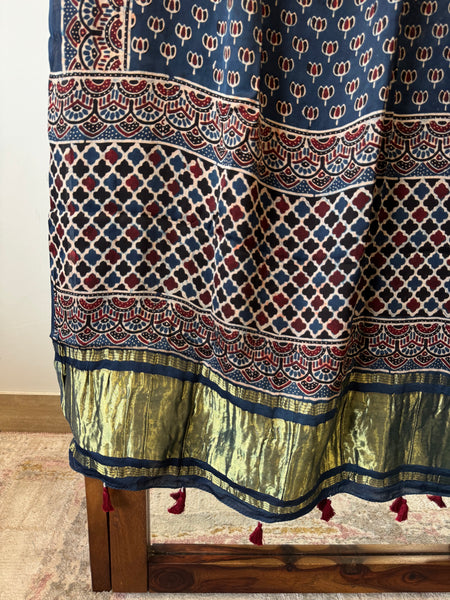 Tissue Pallu Ajrakh Modal Silk Dupatta