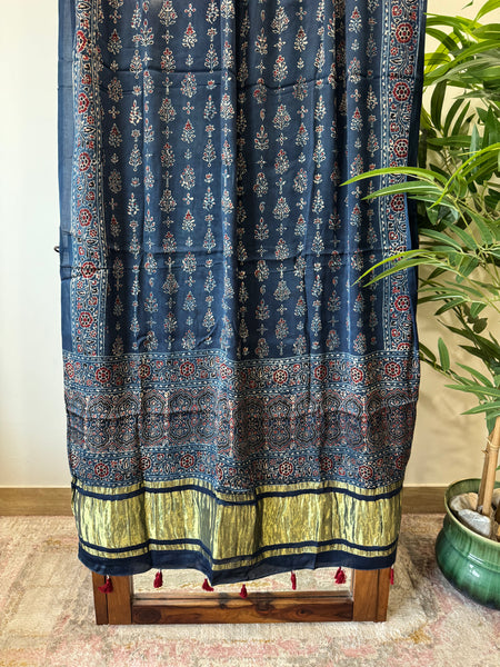 Tissue Pallu Ajrakh Modal Silk Dupatta
