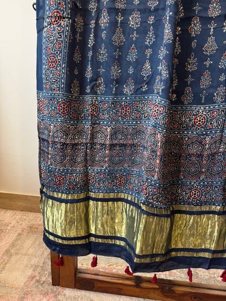 Tissue Pallu Ajrakh Modal Silk Dupatta