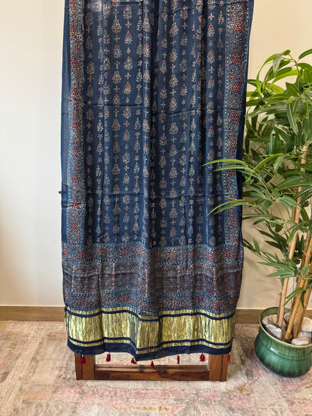 Tissue Pallu Ajrakh Modal Silk Dupatta
