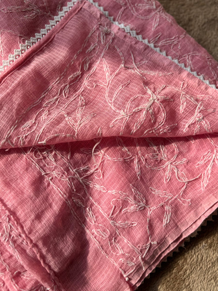 Chikankari Tepchi Hand Embroidered Kota Cotton Saree