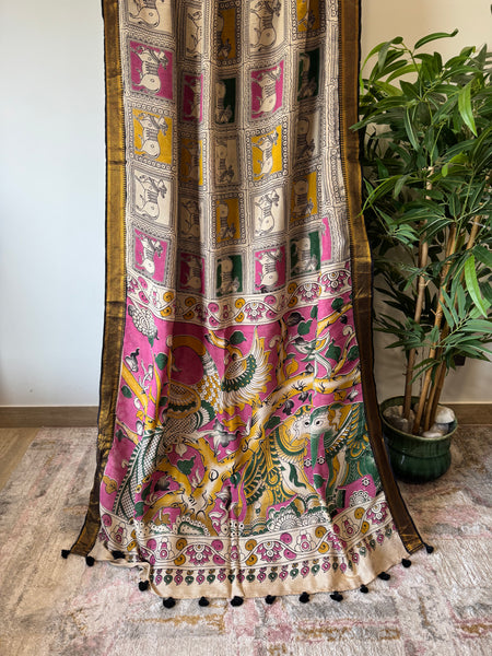 Kalamkari - Printed Bangalore Silk Zari Saree