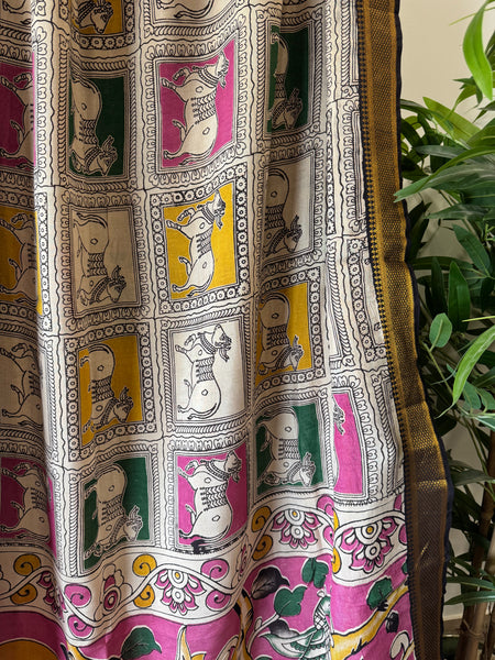 Kalamkari - Printed Bangalore Silk Zari Saree