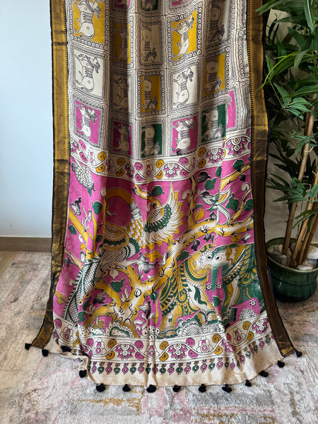 Kalamkari - Printed Bangalore Silk Zari Saree