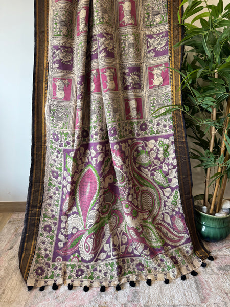 Kalamkari - Printed Bangalore Silk Zari Saree