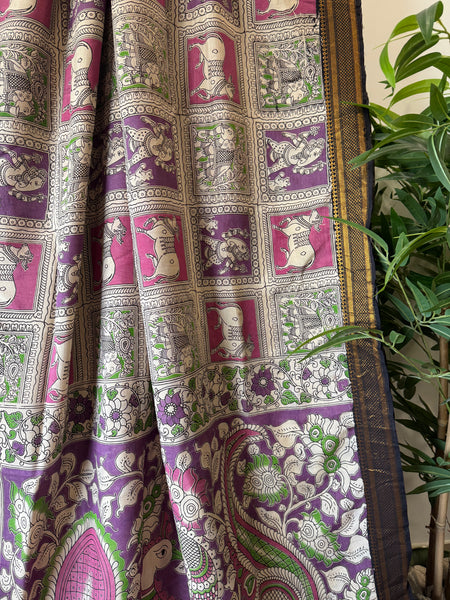 Kalamkari - Printed Bangalore Silk Zari Saree