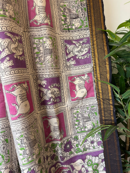 Kalamkari - Printed Bangalore Silk Zari Saree