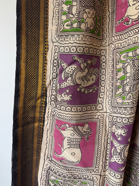 Kalamkari - Printed Bangalore Silk Zari Saree