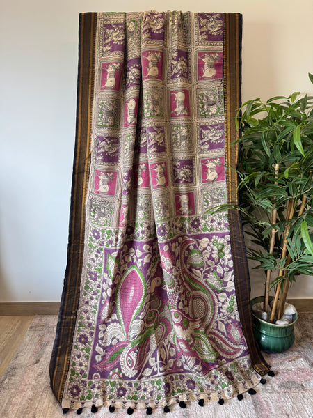Kalamkari - Printed Bangalore Silk Zari Saree
