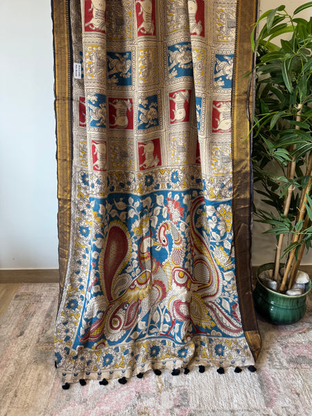 Kalamkari - Printed Bangalore Silk Zari Saree