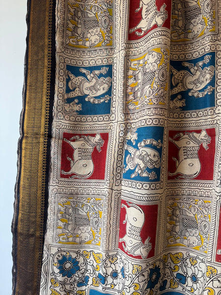 Kalamkari - Printed Bangalore Silk Zari Saree