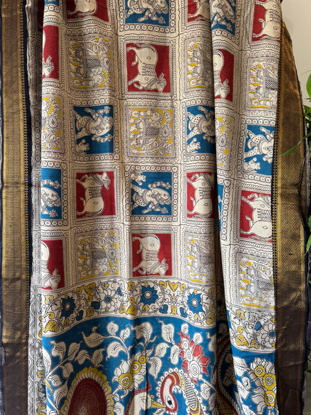Kalamkari - Printed Bangalore Silk Zari Saree