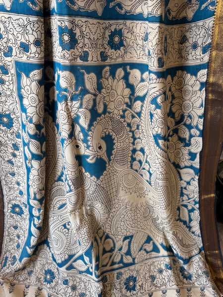 Kalamkari - Printed Bangalore Silk Zari Saree