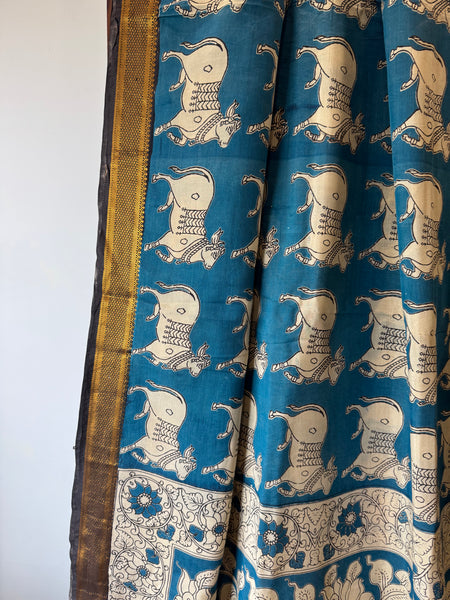 Kalamkari - Printed Bangalore Silk Zari Saree