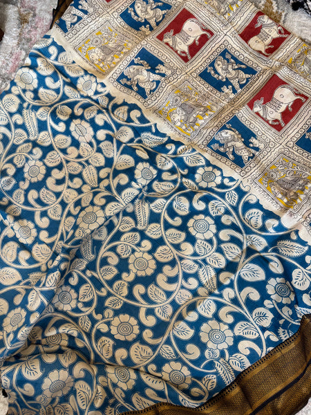 Kalamkari - Printed Bangalore Silk Zari Saree