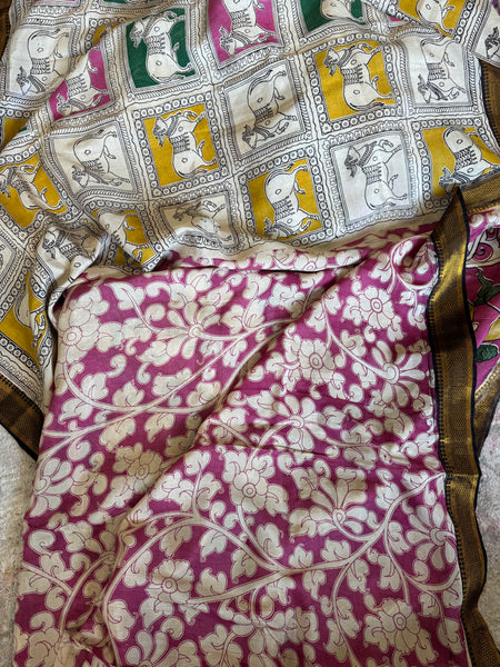 Kalamkari - Printed Bangalore Silk Zari Saree