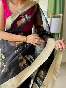 Traditional Chanderi Silk Handloom Zari Work Saree