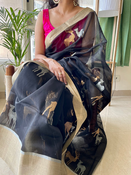Traditional Chanderi Silk Handloom Zari Work Saree