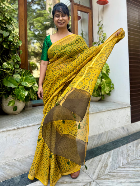 Ajrakh kota doria cotton saree