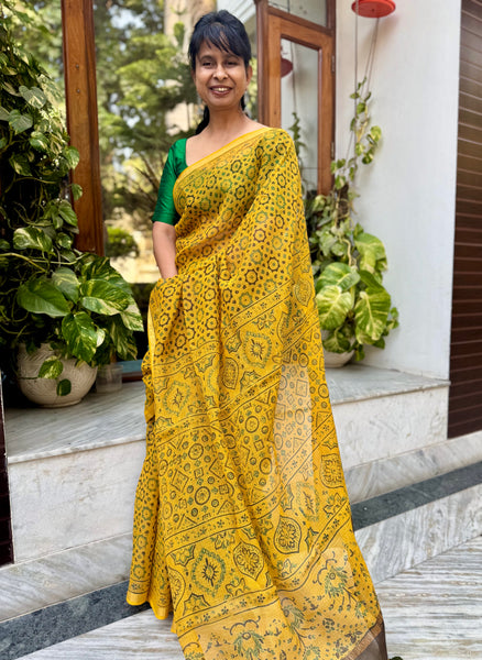 Ajrakh kota doria cotton saree