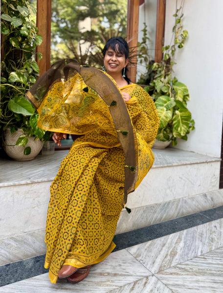 Ajrakh kota doria cotton saree